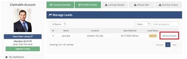 How to Claim Leads Received on Your Listing